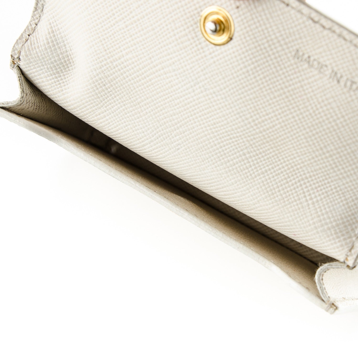 Prada Saffiano Metal Flap Card Holder Talco 5 of 7