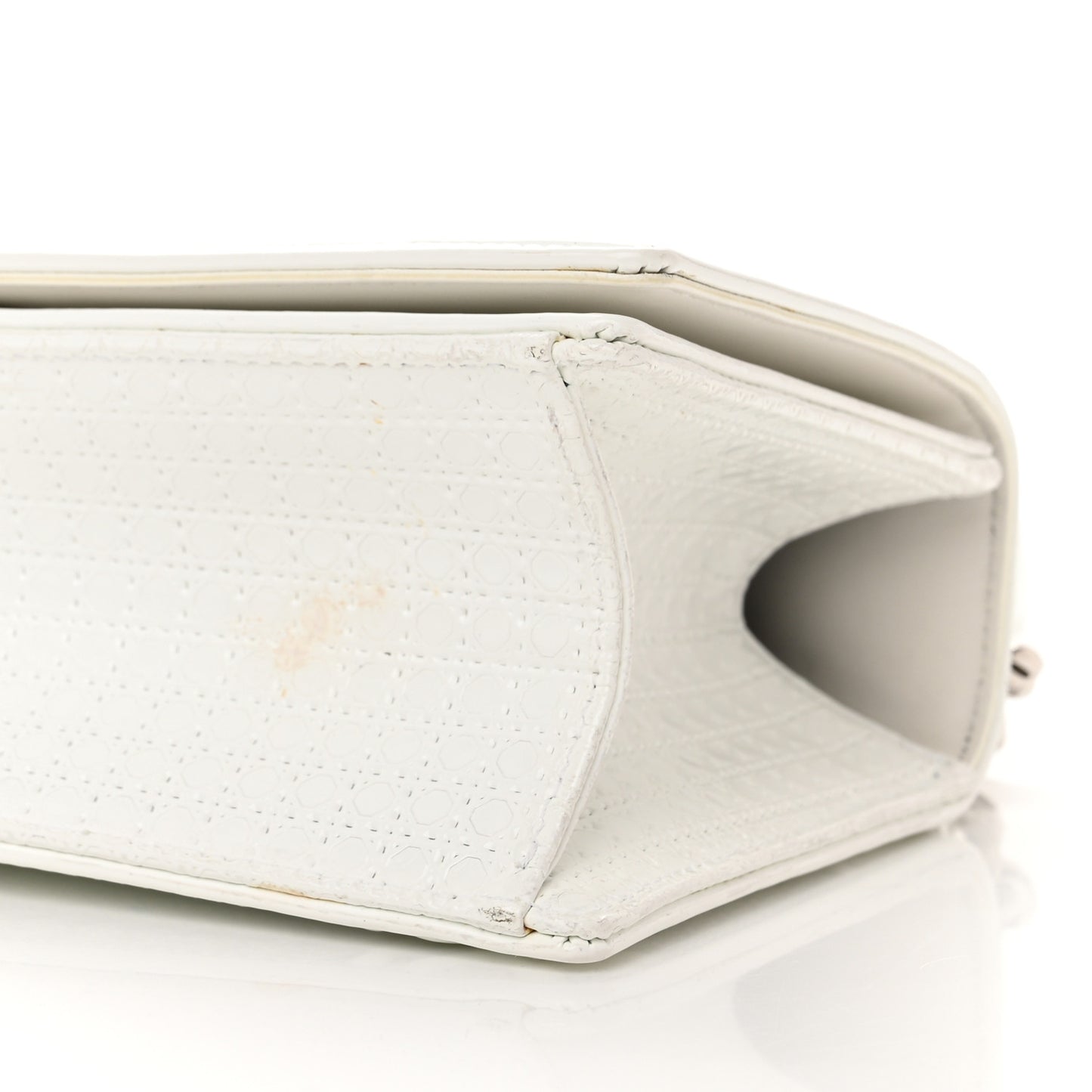 Patent Micro-Cannage Small Diorama Flap Bag White