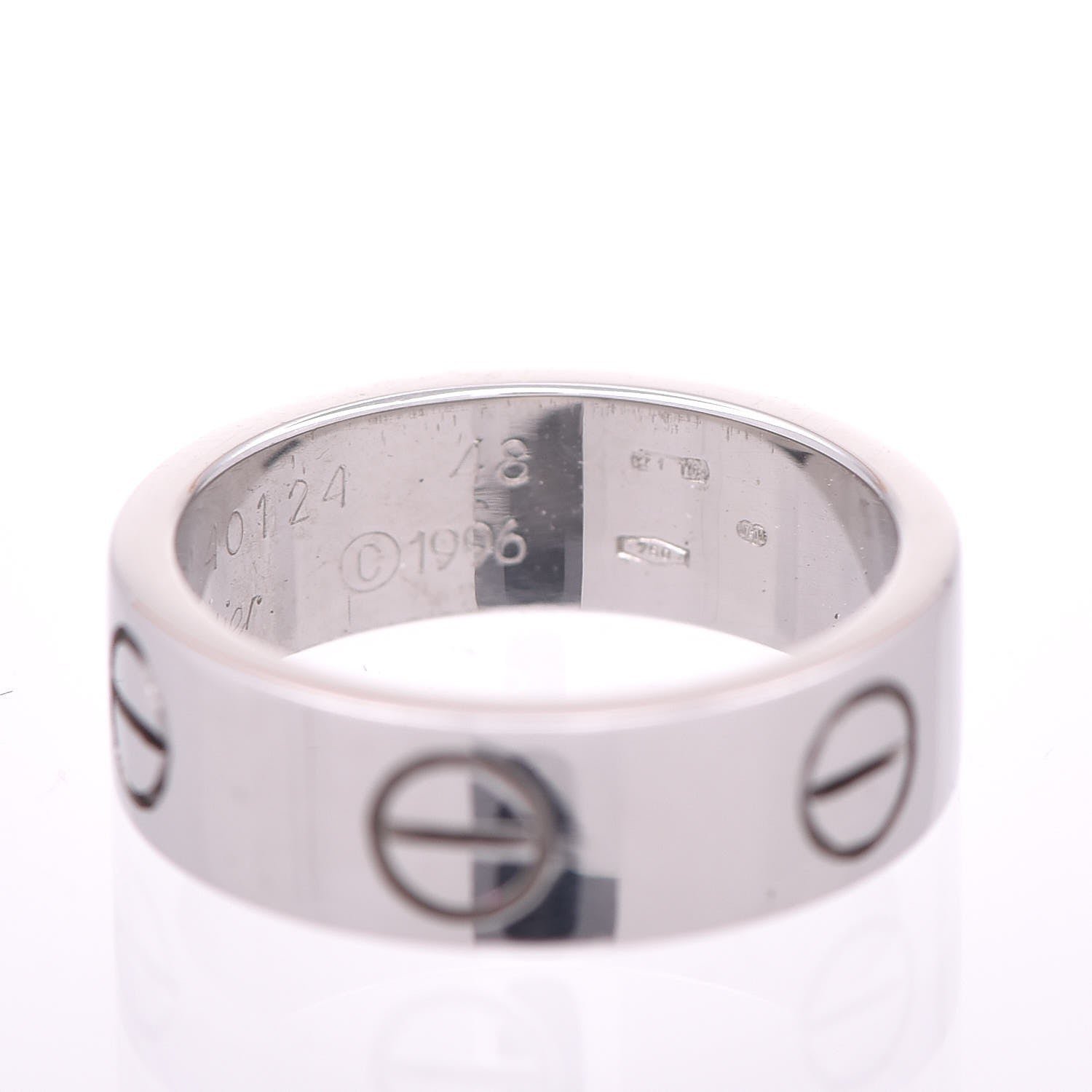 Cartier 18K White Gold 5.5mm LOVE Ring 48 4.5 5 of 6