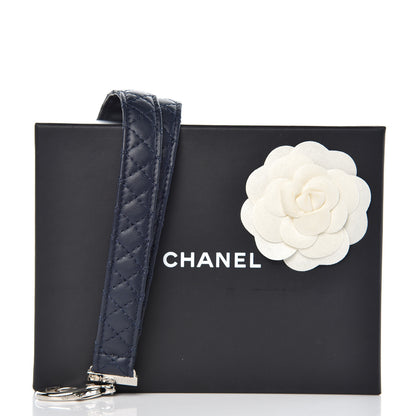 Chanel Lambskin Quilted Lanyard Key Holder Necklace Navy 4 of 4