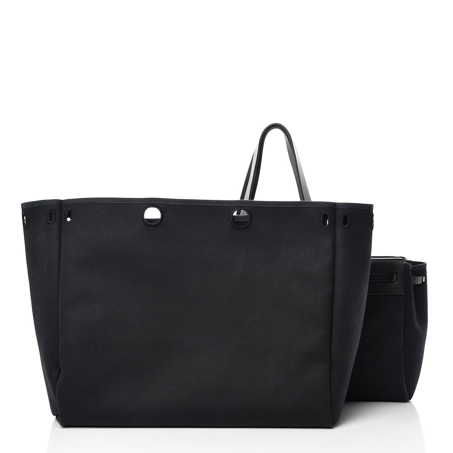 Toile Calfskin Herbag Cabas MM Black