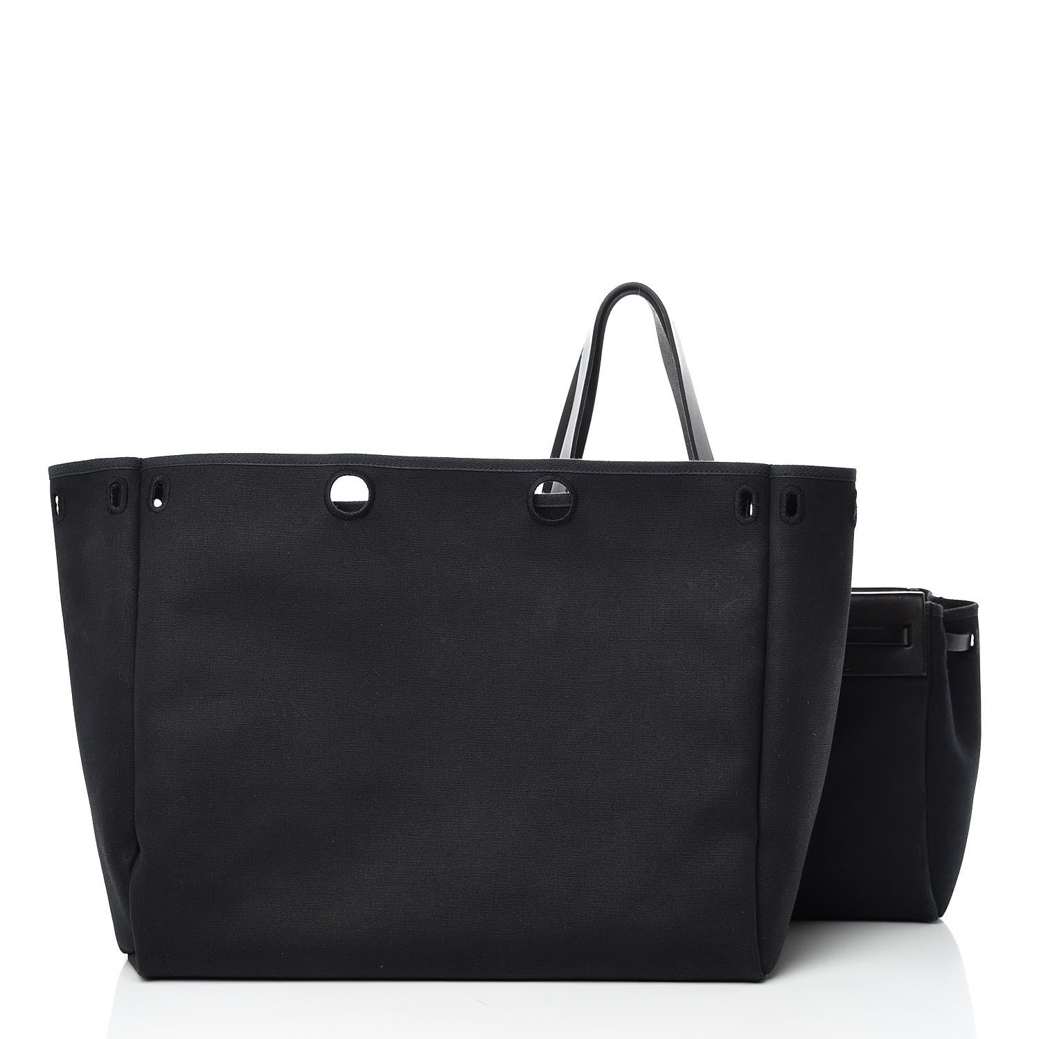 Hermes Toile Calfskin Herbag Cabas MM Black 3 of 16