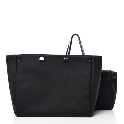 Hermes Toile Calfskin Herbag Cabas MM Black 3 of 16