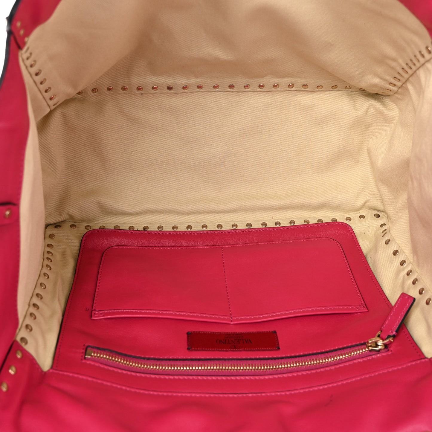 Vitello Medium Rockstud Tote Deep Rose