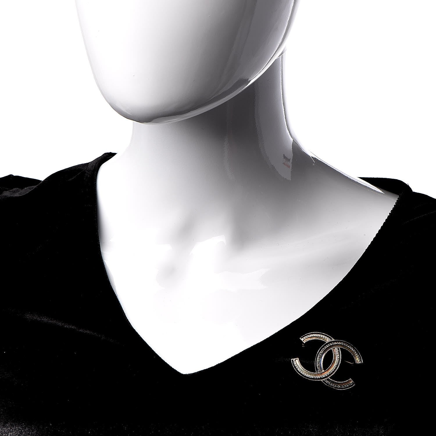 Chanel Crystal Enamel CC Brooch Gold 2 of 6