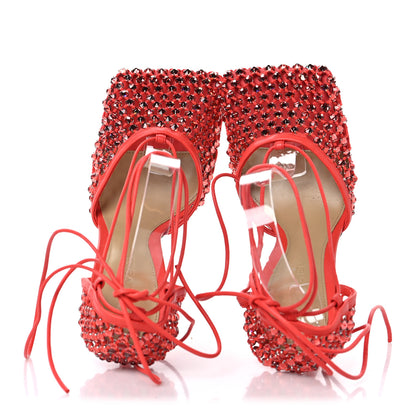 Bottega Veneta Mesh Nappa Crystal Embellished Sparkle Stretch Ankle Tie 90mm Sandals 37.5 Sunburst 2 of 9