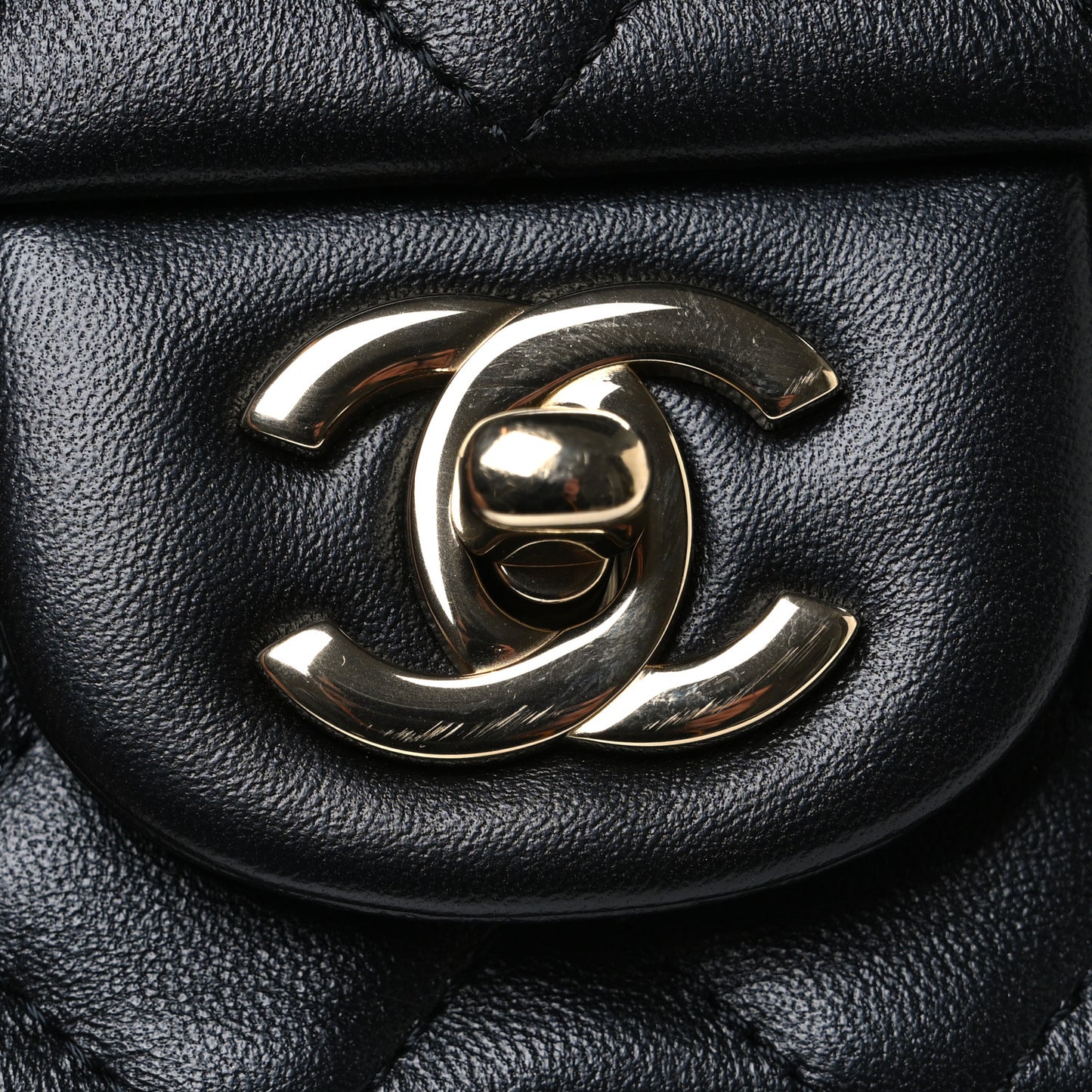 Lambskin Quilted Mini Rectangular Flap Black