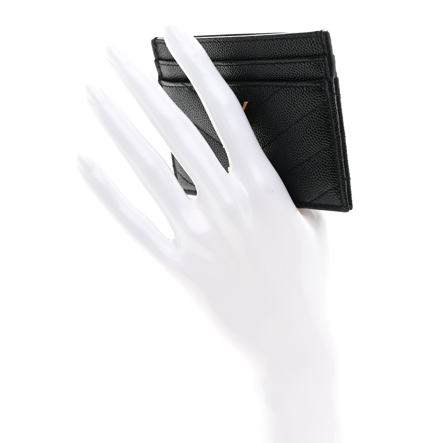 Grain De Poudre Matelasse Chevron Monogram Credit Card Case Black