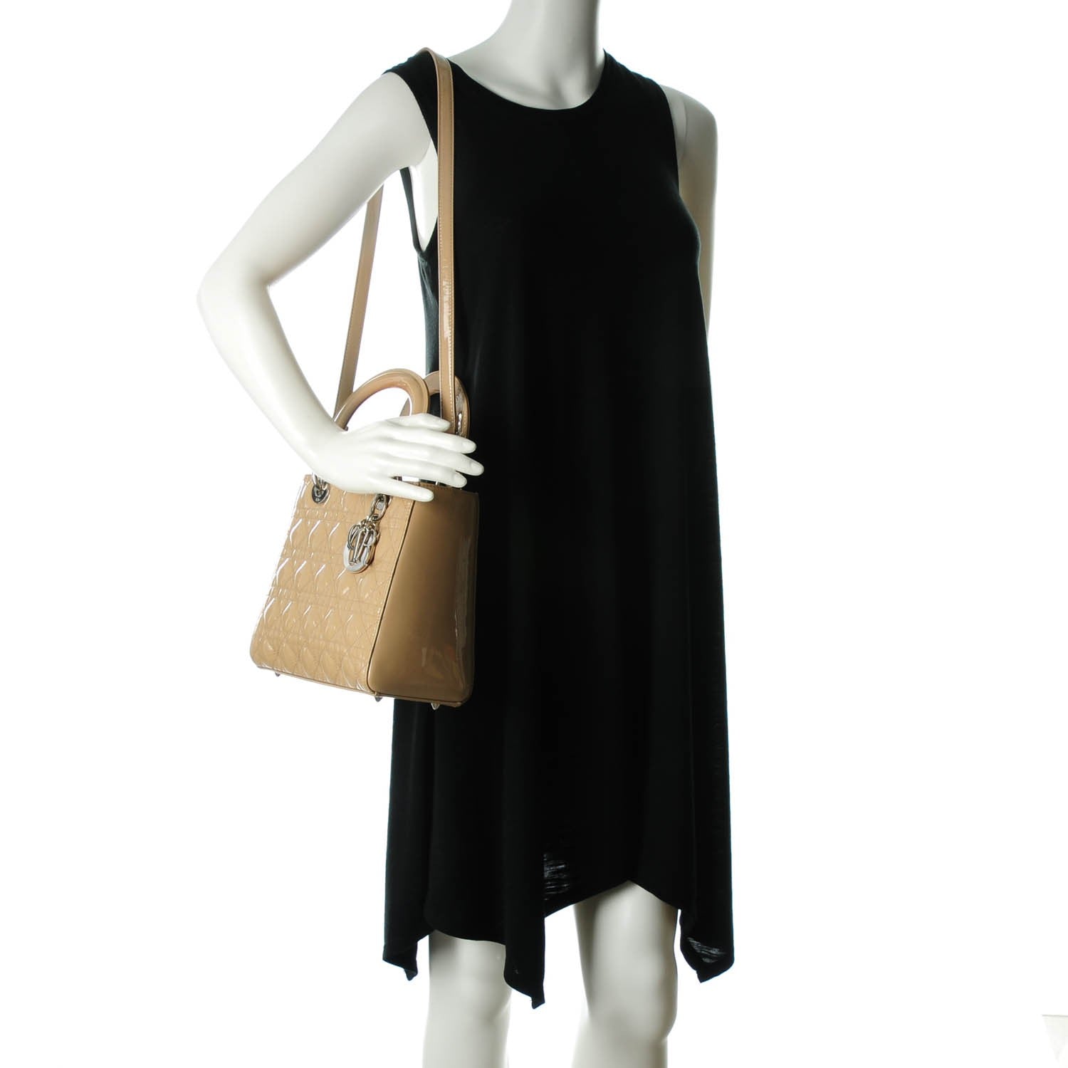 Christian Dior Patent Cannage Medium Lady Dior Beige 2 of 7