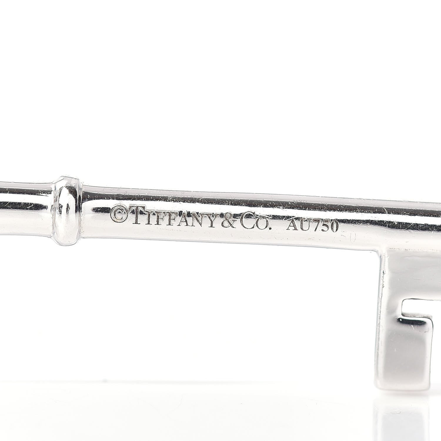 Tiffany 18K White Gold Diamond Clover Key Pendant 3 of 3