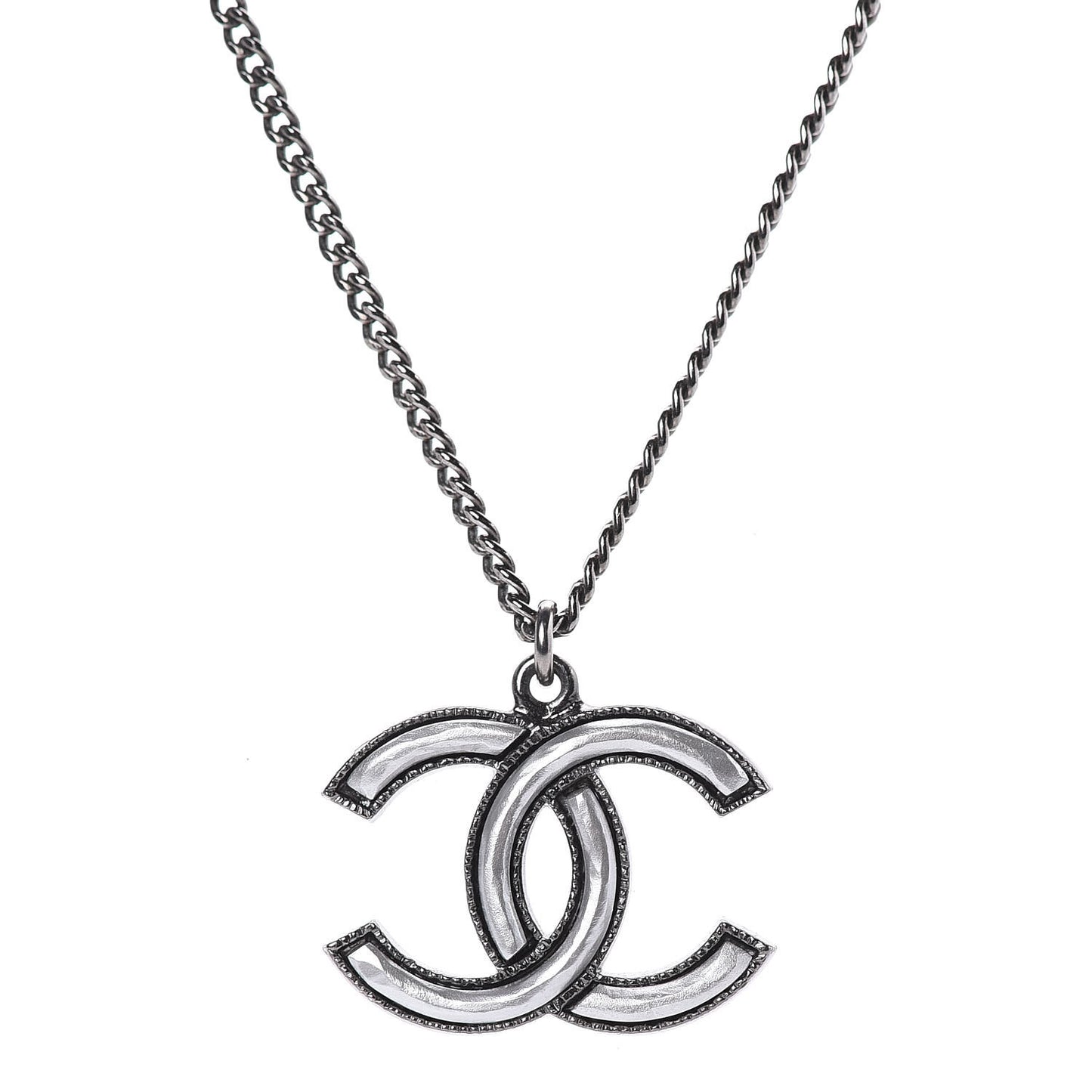 Ruthenium Enamel CC Necklace Silver