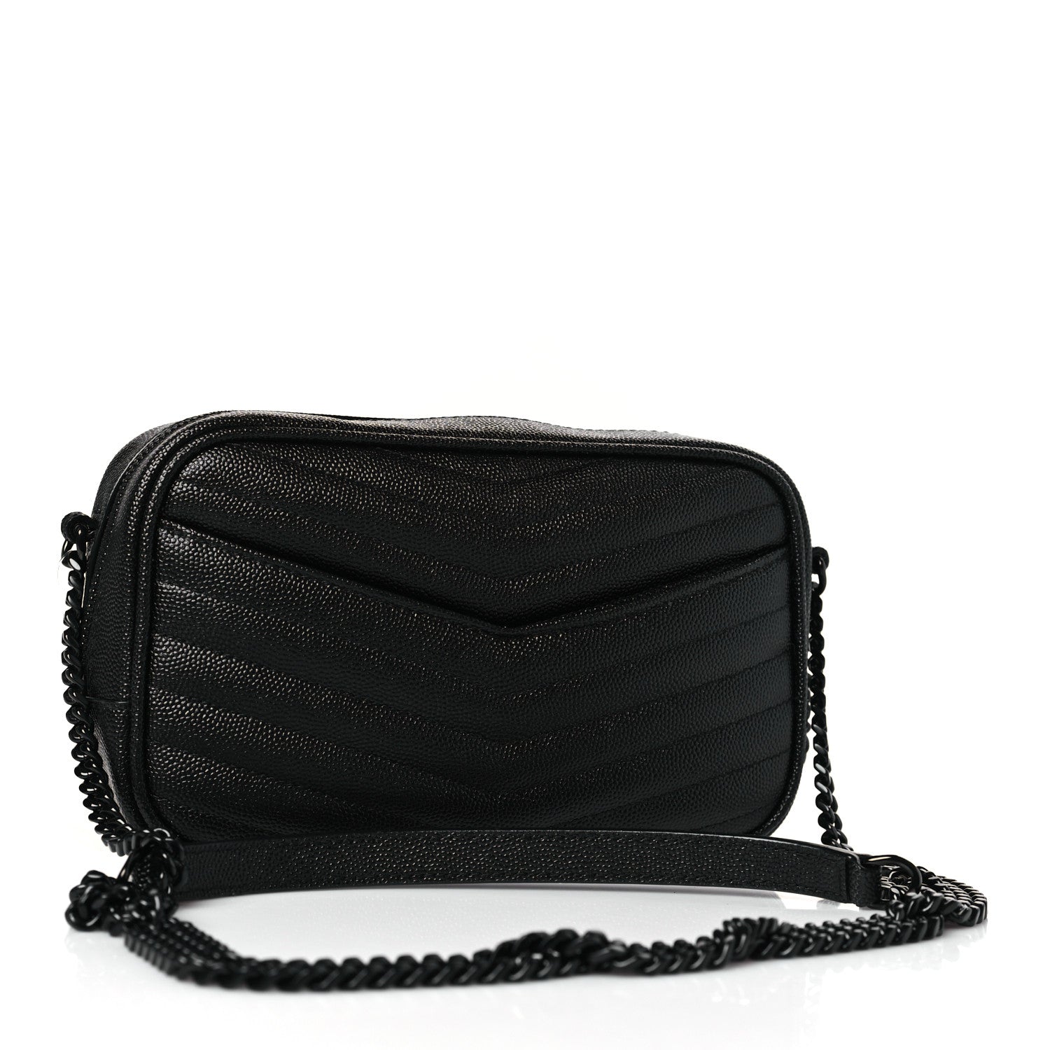 Saint Laurent Grain De Poudre Matelasse Monochrome Monogram Mini Lou Camera Bag Black 3 of 9