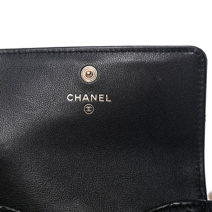 Chanel Calfskin Quilted About Pearls Card Holder Flap With Chain Black 6 of 12