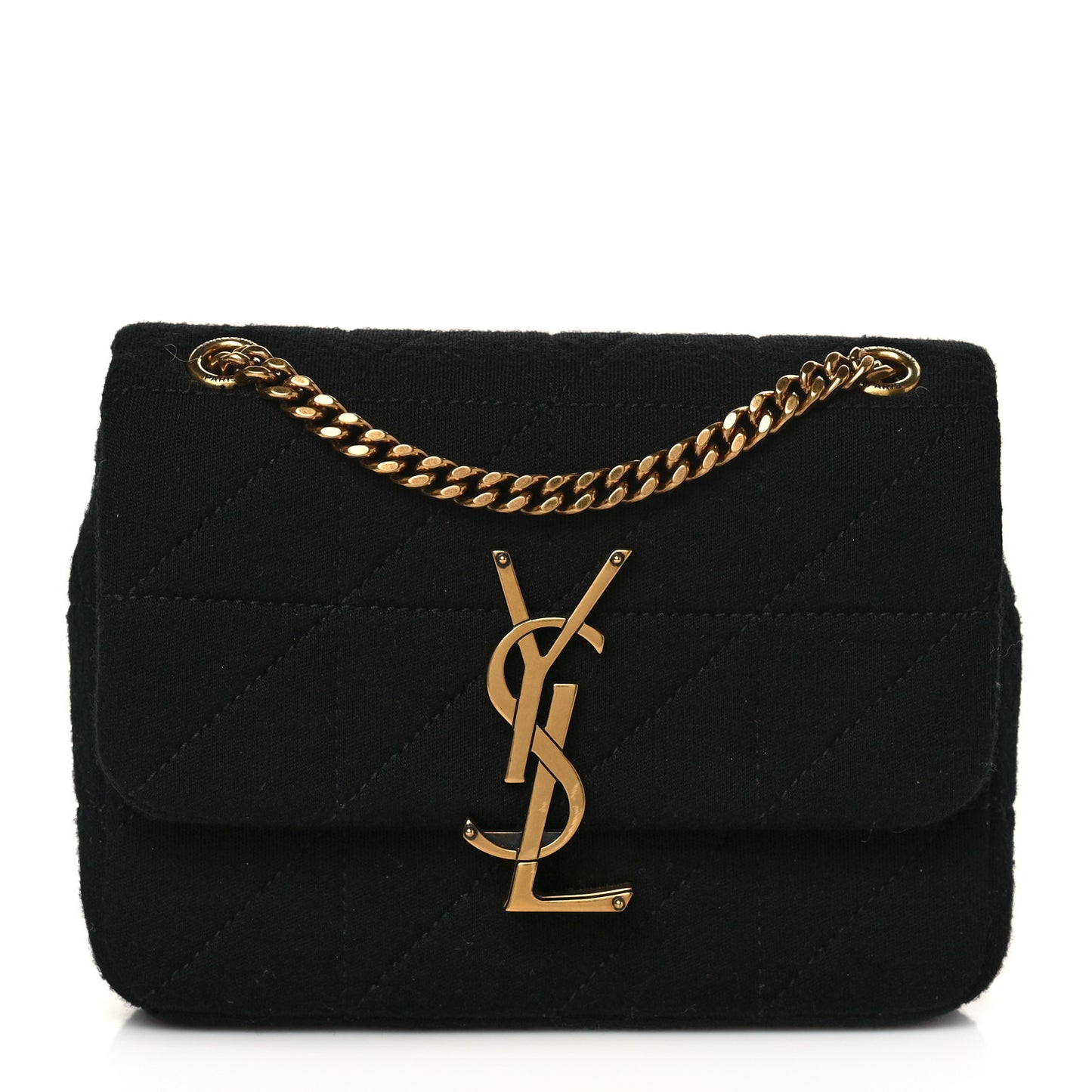 Jersey Wool Patchwork Monogram Medium Jamie Baguette Black