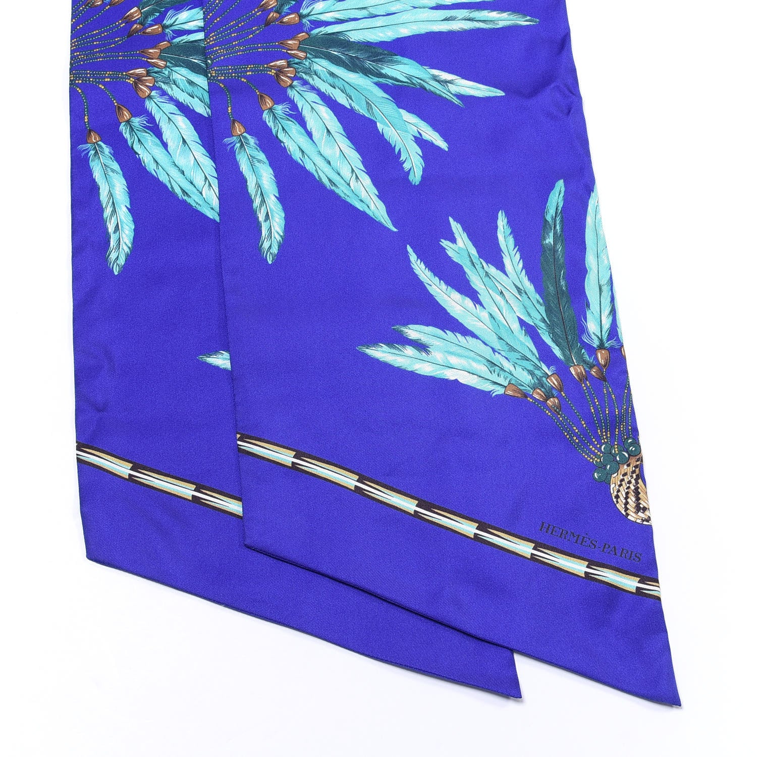 Hermes Silk Brazil Maxi Twilly Encre Turquoise Bronze 2 of 4