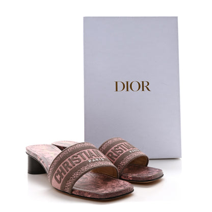 Christian Dior Canvas Toile De Jouy Embroidered Dway 35mm Slide Sandals 37 Quartz Grey 9 of 9