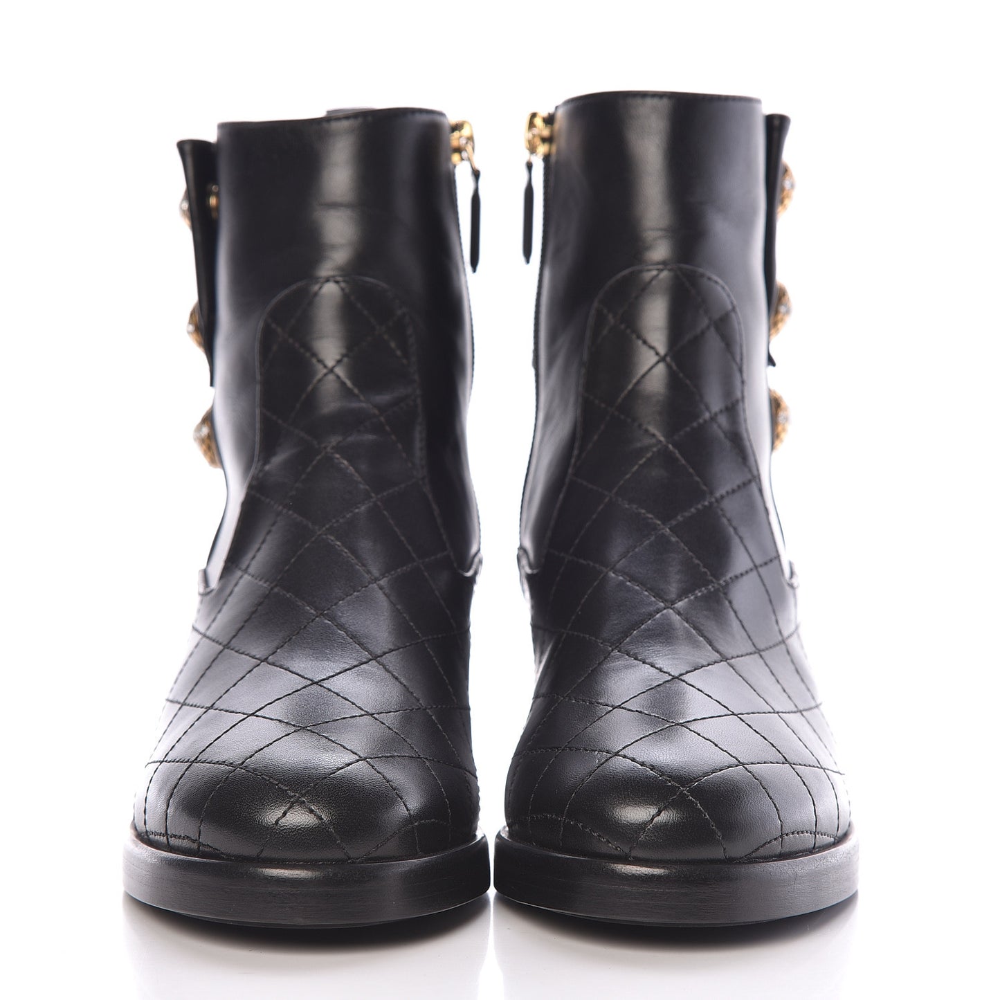 Lambskin Pearl Short Boots 37 Black Gold