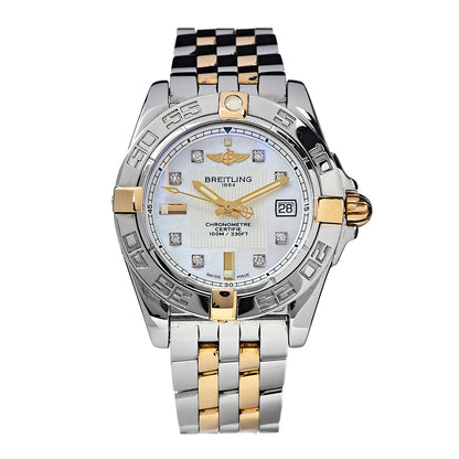 Breitling Stainless Steel 18K Yellow Gold Diamond Mother of Pearl 32mm Galactic Quartz Watch D71356 1 of 7
