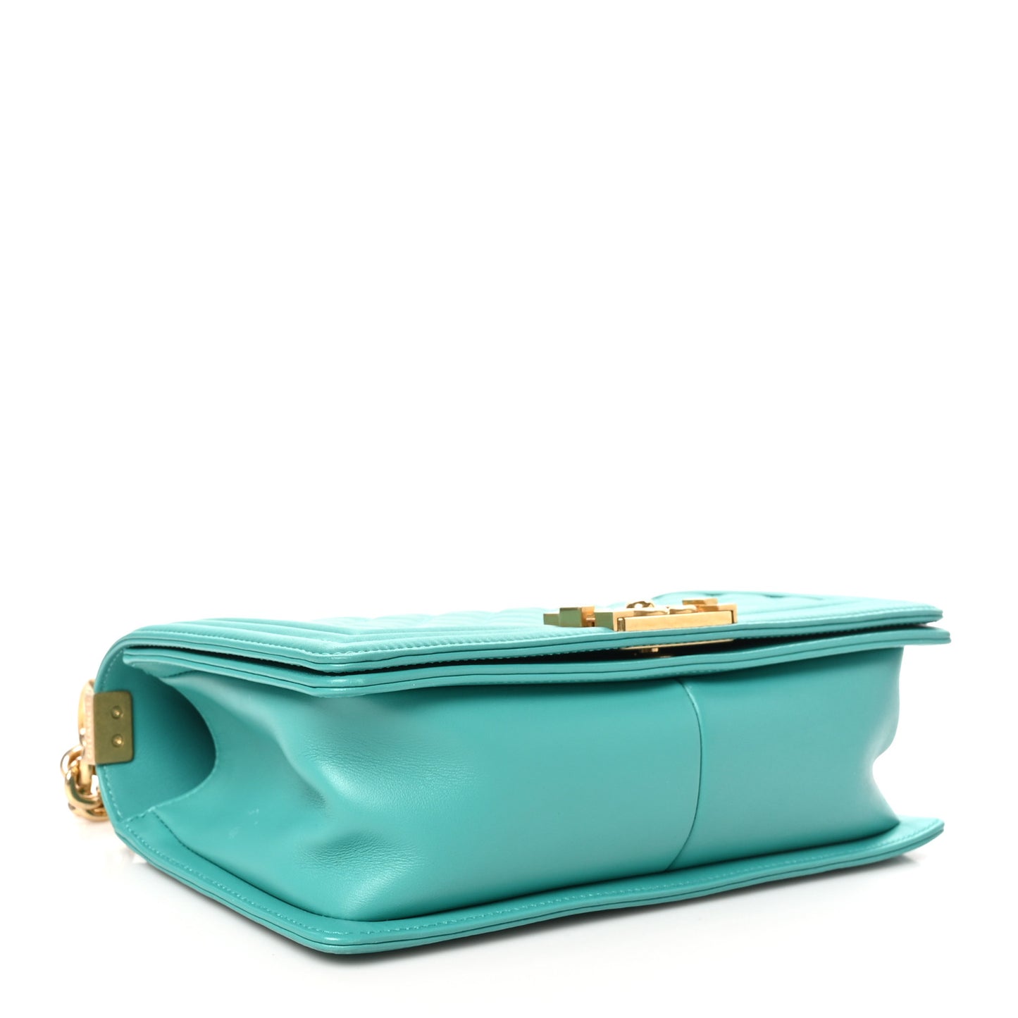 Calfskin Quilted Medium Boy Flap Turquoise