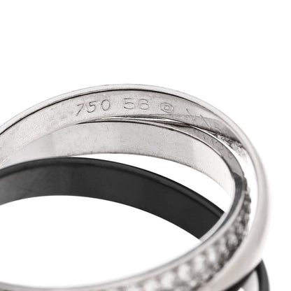 Cartier 18K White Gold Ceramic Diamond Small Trinity Ring 56 7.75 4 of 4