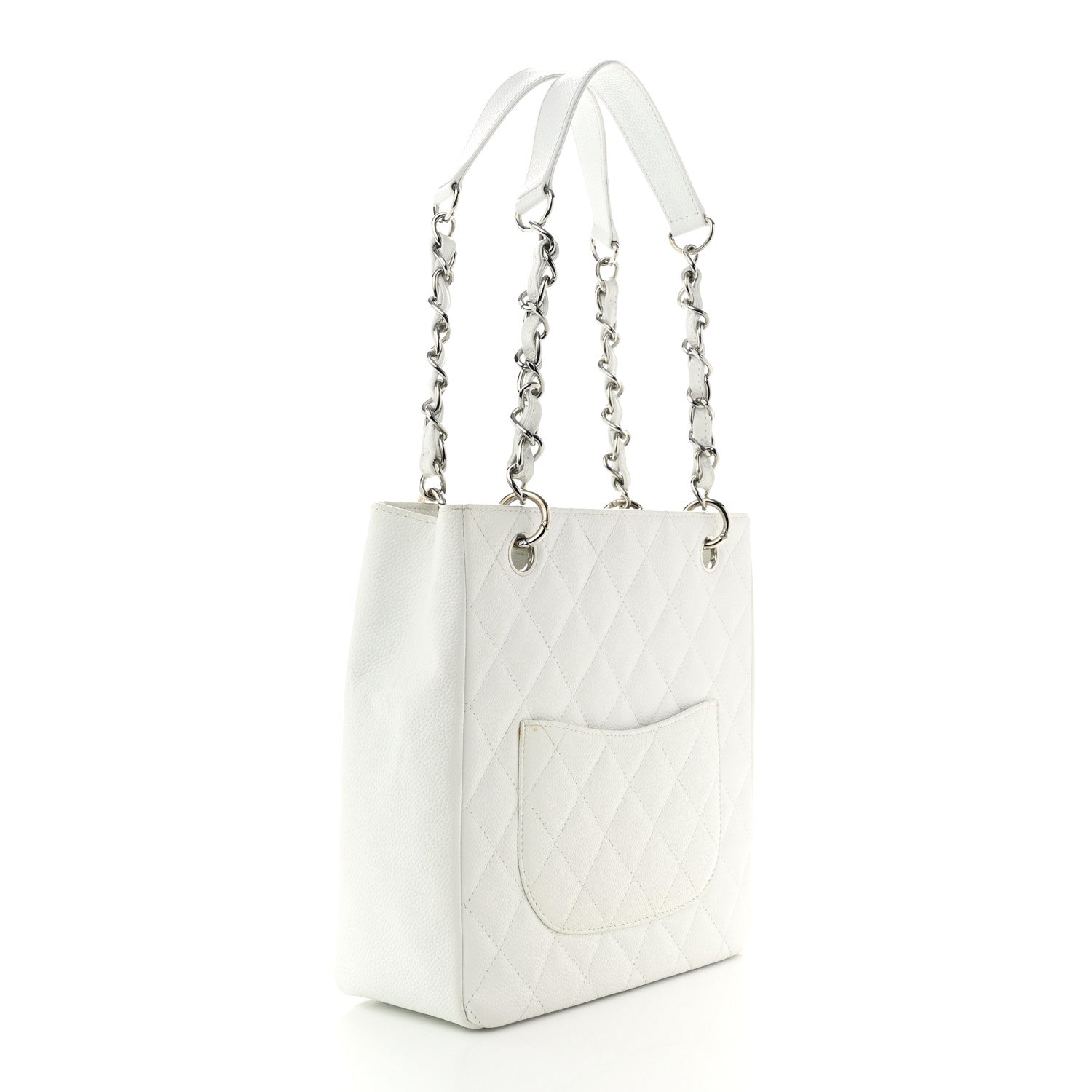 Chanel Caviar Quilted Petit Shopping Tote PST White 3 of 13