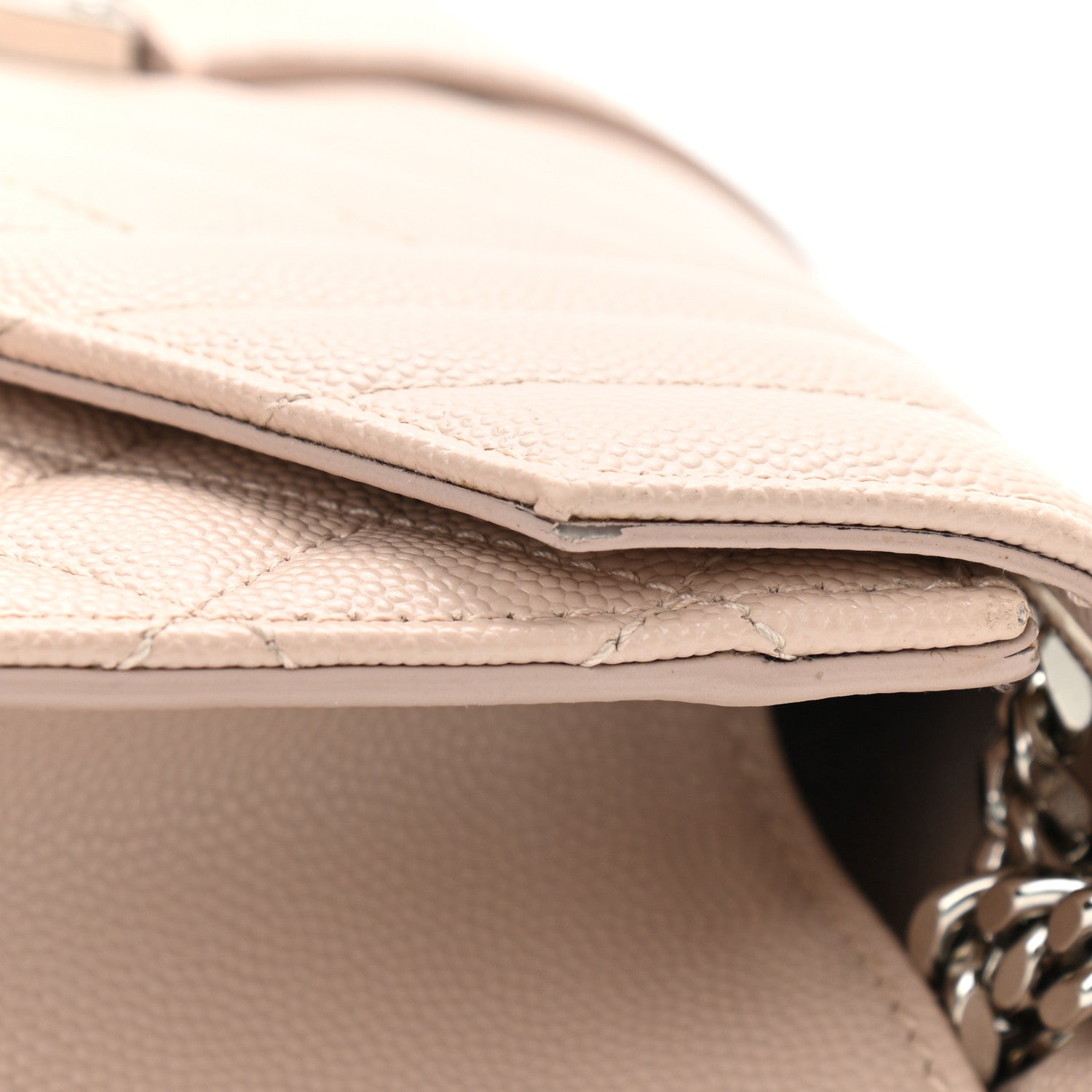 Saint Laurent Grain De Poudre Textured Mixed Matelasse Medium Triquilt Monogram Satchel Marble Pink 13 of 15