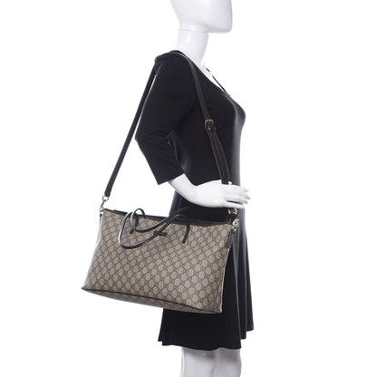 Gucci GG Supreme Monogram Medium Zippered Tote Dark Brown 2 of 13