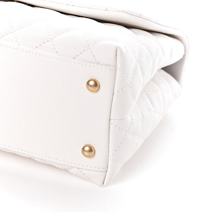 Chanel Caviar Lizard Quilted Small Coco Handle Flap White Beige 10 of 12