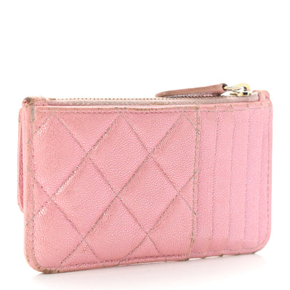 Chanel Iridescent Caviar Quilted Flap Zip Card Holder Pink 3 of 12