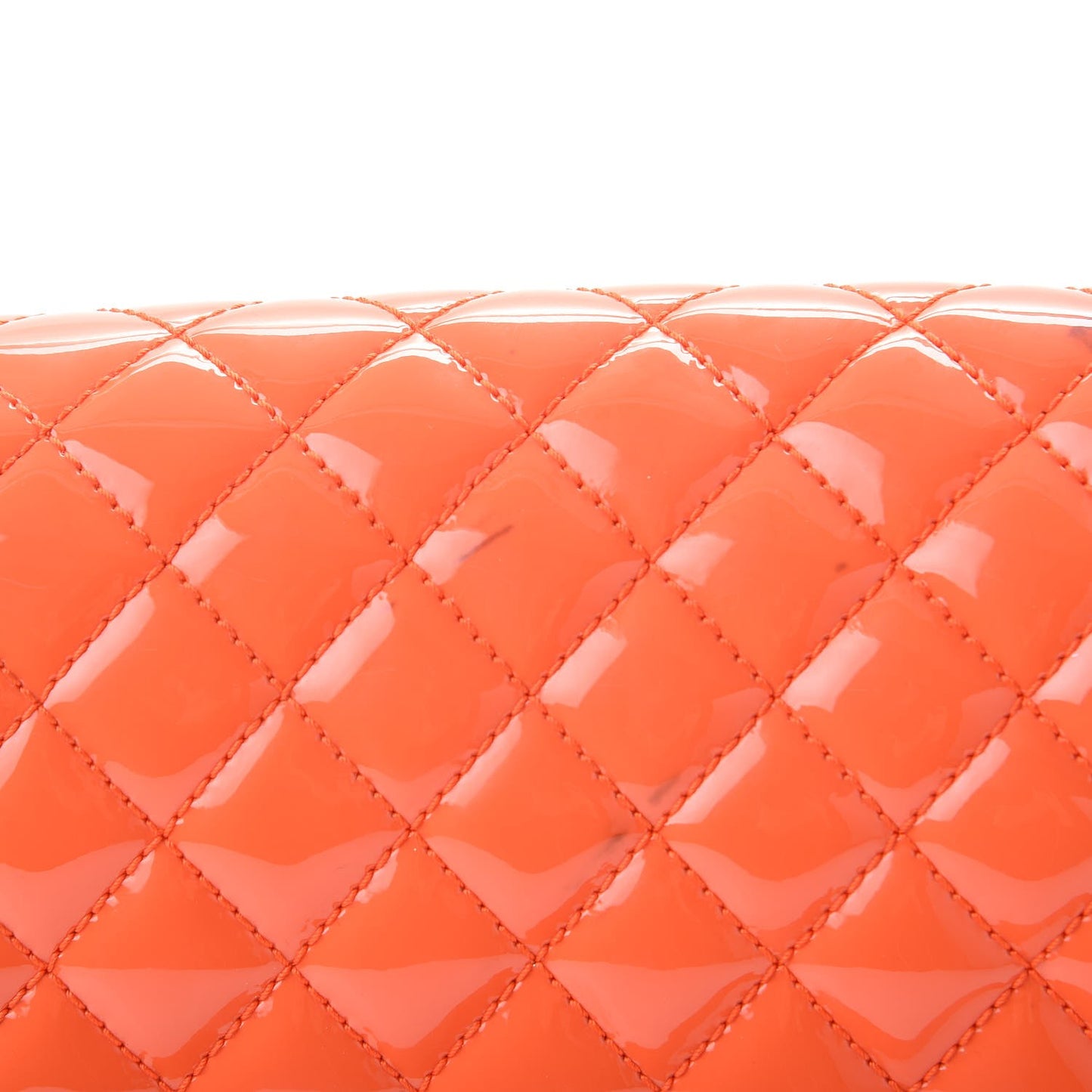 Patent Quilted Medium Plexiglass Boy Flap Orange