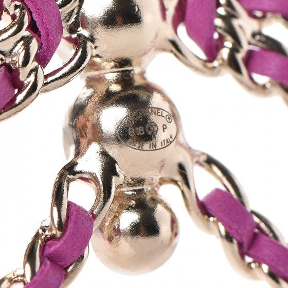 Lambskin Chain Pearl CC Butterfly Brooch Pink Yellow Gold
