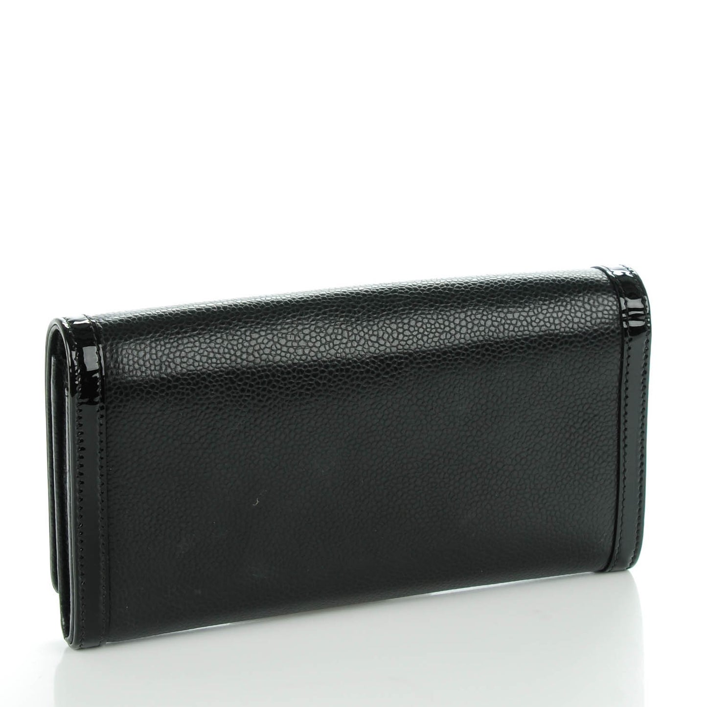 Caviar Patent CC Contour Flap Wallet Black