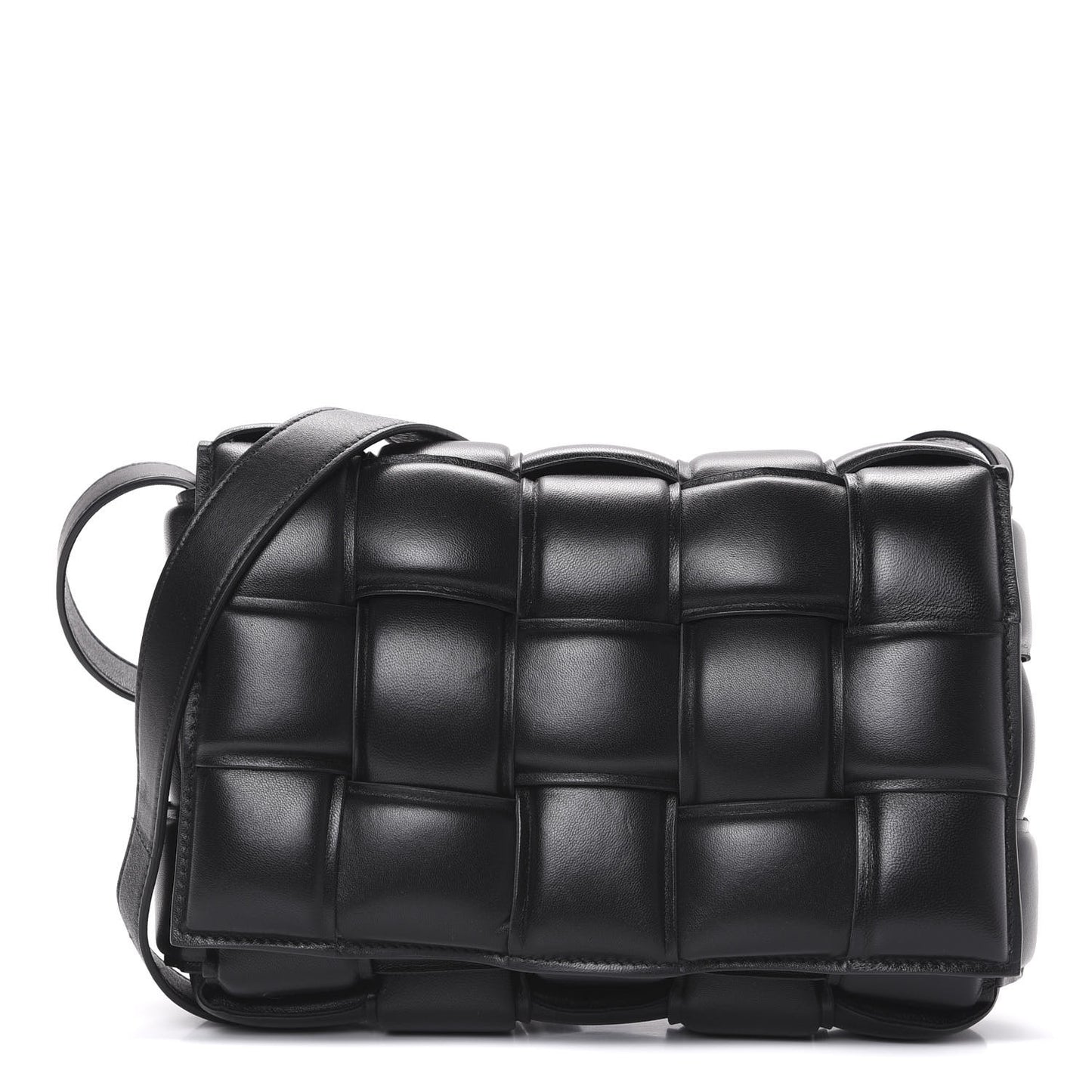 Nappa Maxi Intreccio Padded Cassette Crossbody Bag Black