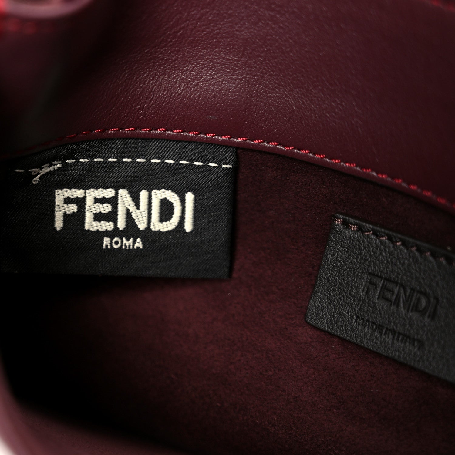 Fendi Shiny Nappa Trapuntata Dotcom Tube Wallet On Chain Bordeaux 7 of 13
