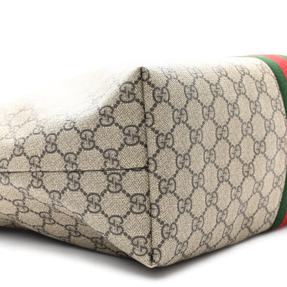 Gucci GG Supreme Monogram Textured Calfskin Web Medium Ophidia Shopping Tote Beige Ebony New Acero 9 of 12