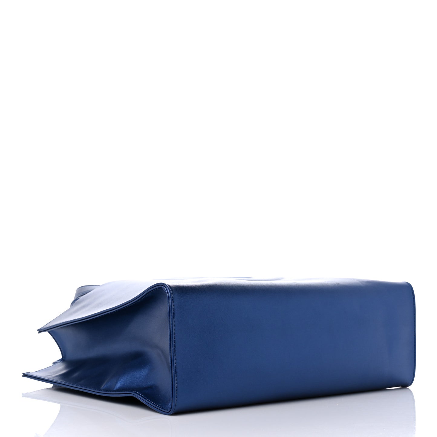 Metallic Vegan Leather Medium Shopping Bag Cobalt