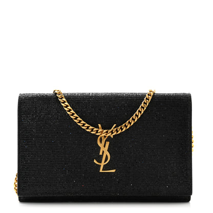 Saint Laurent Glitter Monogram Chain Wallet Black 1 of 11
