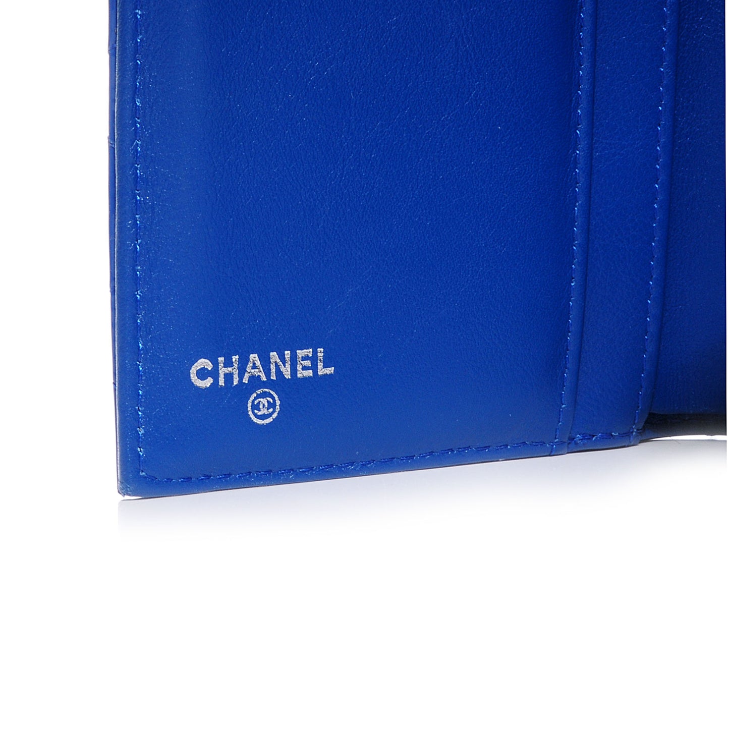Patent Quilted Large Flap Wallet Blue Roi