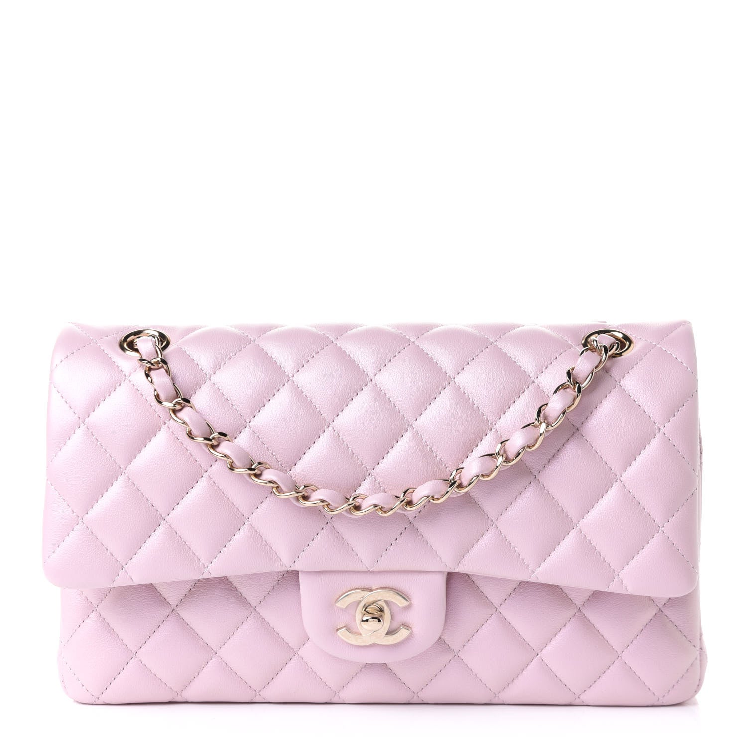 Chanel Iridescent Calfskin Quilted Medium Double Flap Light Pink 1 of 11