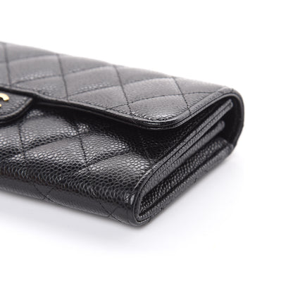 Chanel Caviar Quilted Large Gusset Flap Wallet Black 10 of 11