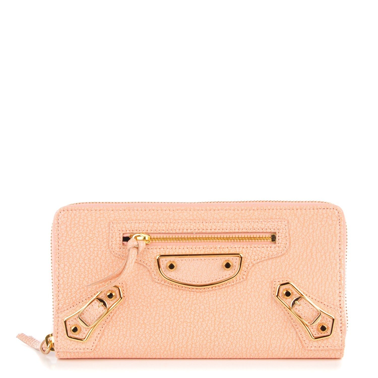 Balenciaga Chevre Metallic Edge Zip Around Wallet Rose Corail 1 of 8