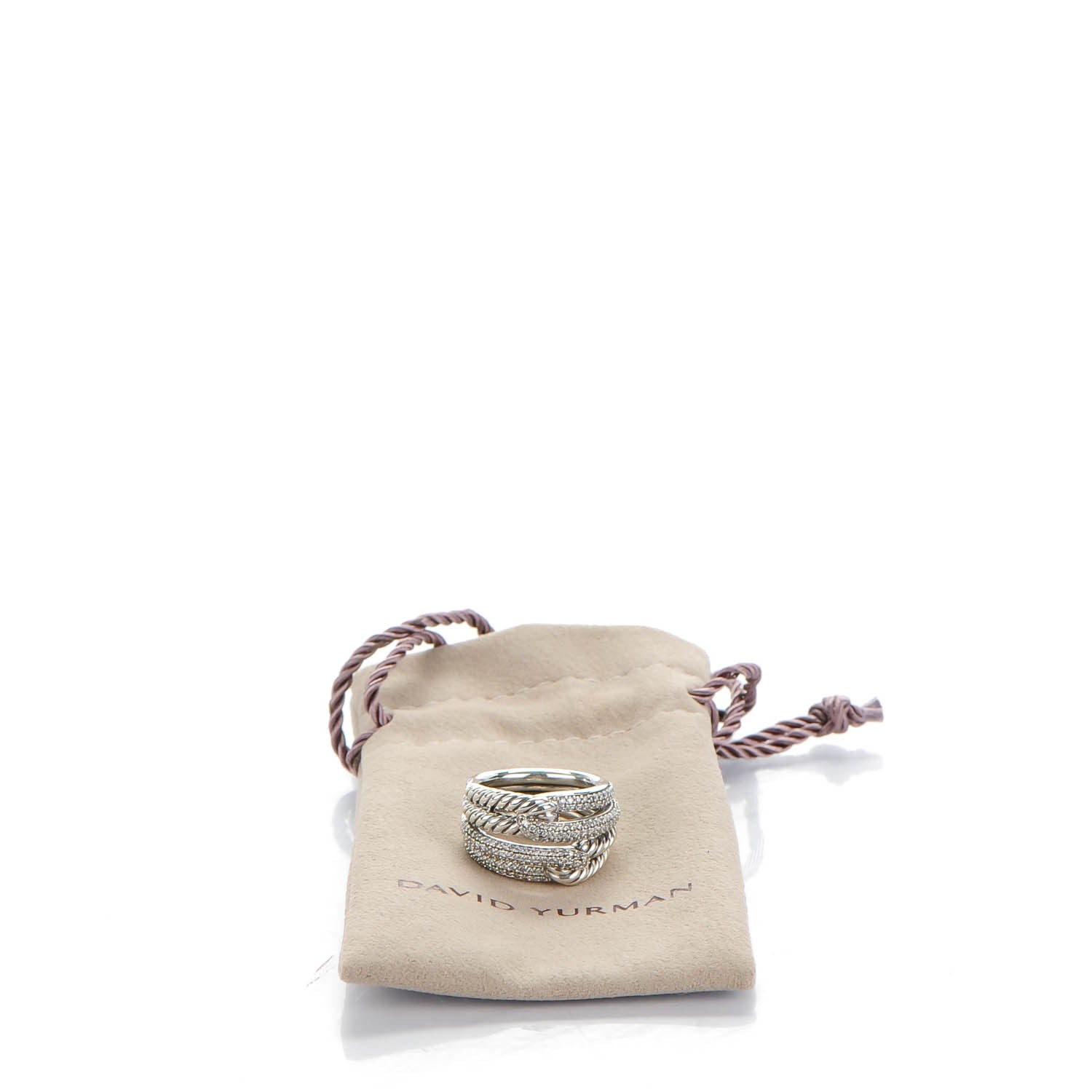 David Yurman Sterling Silver Pave Diamond 13mm Labyrinth Double Loop Ring 49 5 5 of 5