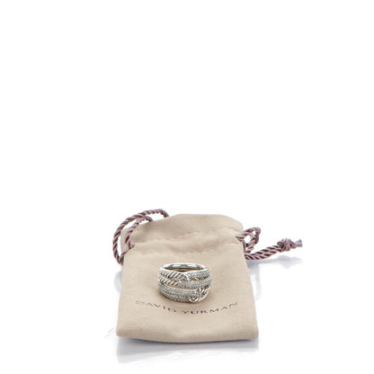 David Yurman Sterling Silver Pave Diamond 13mm Labyrinth Double Loop Ring 49 5 5 of 5