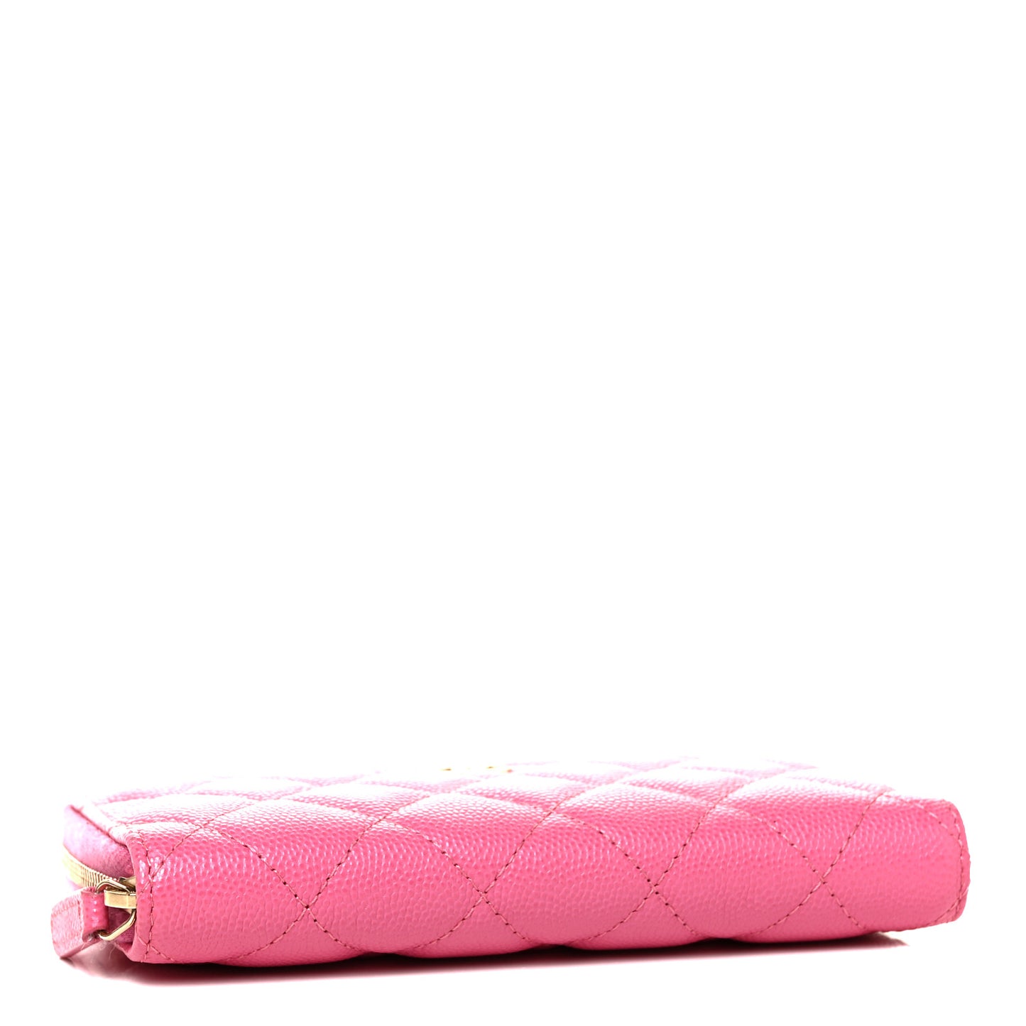 Caviar Quilted Medium Zip Around Wallet Pink