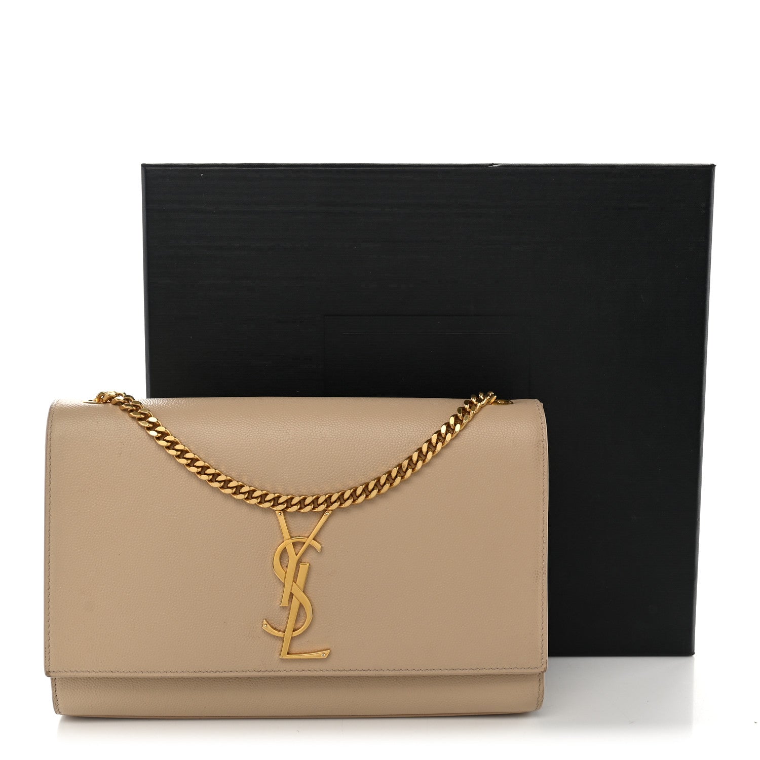 Saint Laurent Grain De Poudre Medium Monogram Kate Satchel Dark Beige 14 of 14