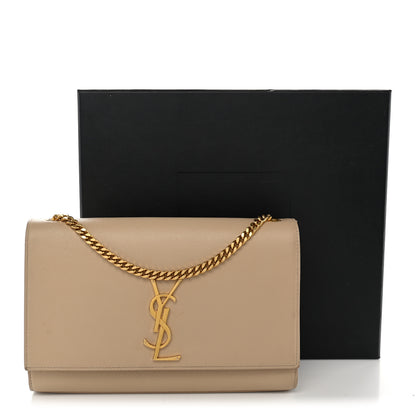 Saint Laurent Grain De Poudre Medium Monogram Kate Satchel Dark Beige 14 of 14