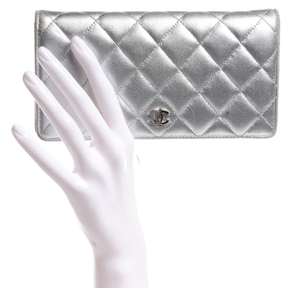 Chanel Lambskin Yen Wallet Silver 2 of 7