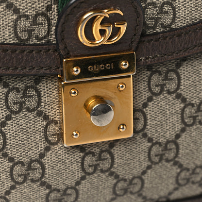 Gucci GG Supreme Monogram Textured Dollar Calfskin Web Small Ophidia Padlock Top Handle Bag Beige Ebony New Acero 15 of 15