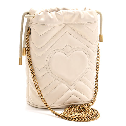 Gucci Calfskin Matelasse Mini GG Marmont 2.0 Bucket Bag White 3 of 10