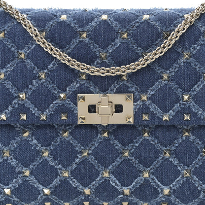 Valentino Garavani Denim Medium Rockstud Spike Shoulder Bag Denim 7 of 9